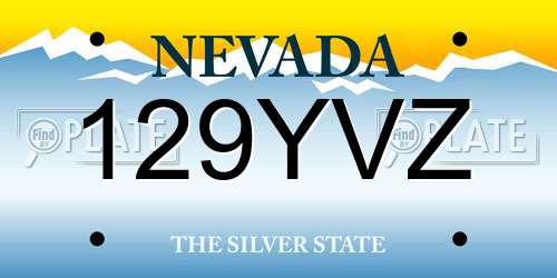 129YVZ Nevada License Plate