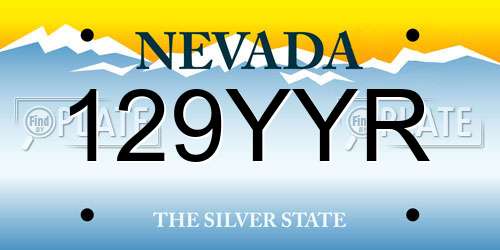 129YYR Nevada License Plate