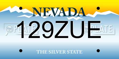 129ZUE Nevada License Plate