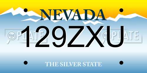 129ZXU Nevada License Plate