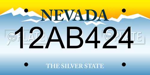 12AB424 Nevada License Plate