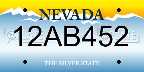 12AB452 Nevada License Plate