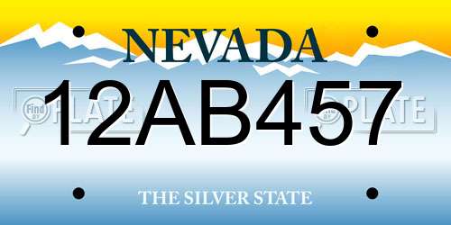 12AB457 Nevada License Plate