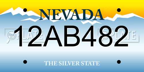12AB482 Nevada License Plate