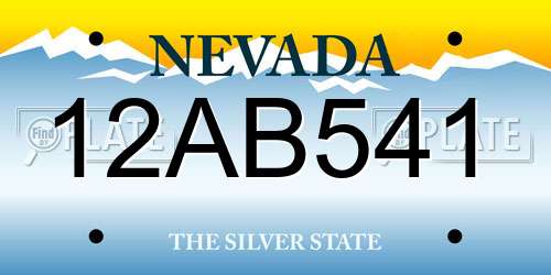 12AB541 Nevada License Plate