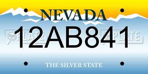 12AB841 Nevada License Plate