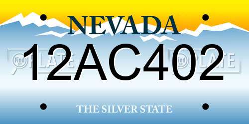 12AC402 Nevada License Plate