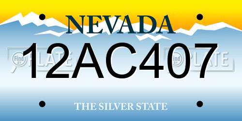 12AC407 Nevada License Plate