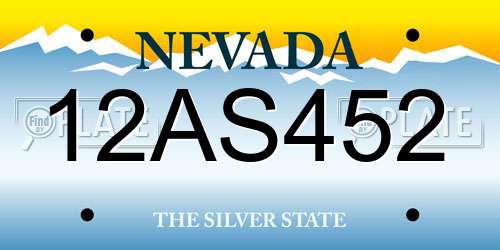 12AS452 Nevada License Plate