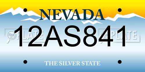 12AS841 Nevada License Plate