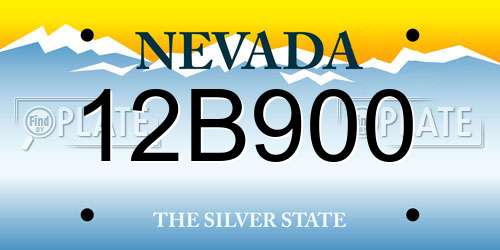 12B900 Nevada License Plate