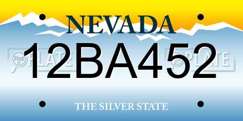 12BA452 Nevada License Plate
