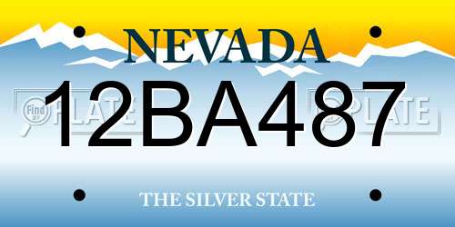 12BA487 Nevada License Plate