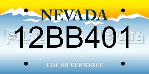 12BB401 Nevada License Plate