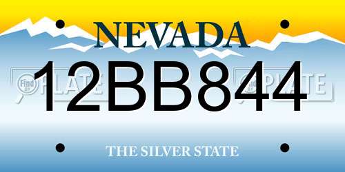 12BB844 Nevada License Plate
