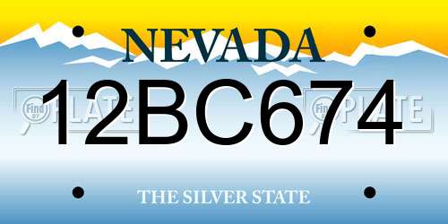 12BC674 Nevada License Plate