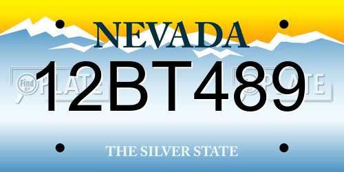 12BT489 Nevada License Plate