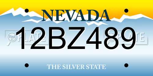 12BZ489 Nevada License Plate