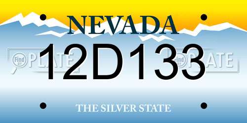 12D133 Nevada License Plate