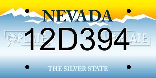12D394 Nevada License Plate