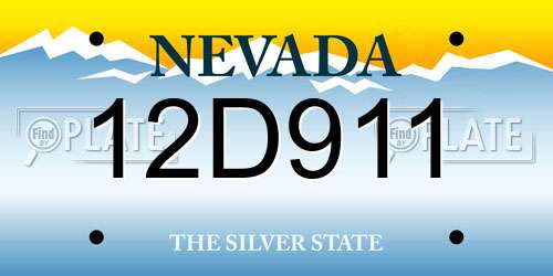12D911 Nevada License Plate