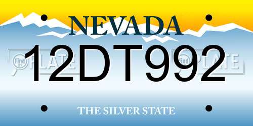 12DT992 Nevada License Plate