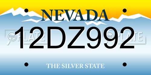 12DZ992 Nevada License Plate