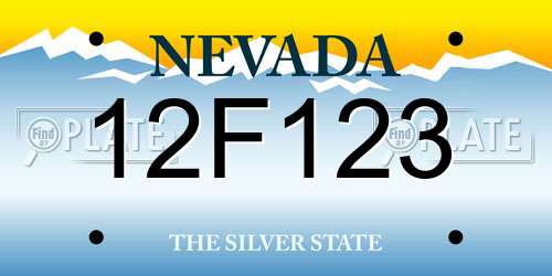12F123 Nevada License Plate