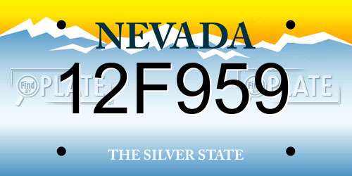 12F959 Nevada License Plate