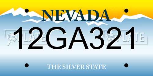 12GA321 Nevada License Plate
