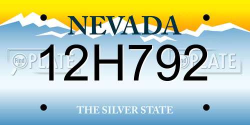 12H792 Nevada License Plate