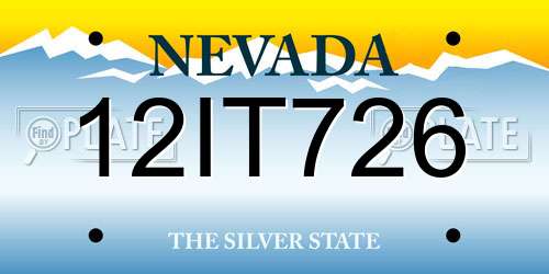 12IT726 Nevada License Plate