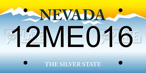 12ME016 Nevada License Plate