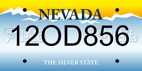 12OD856 Nevada License Plate