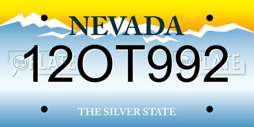 12OT992 Nevada License Plate