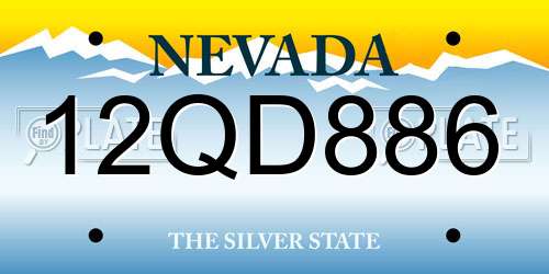 12QD886 Nevada License Plate