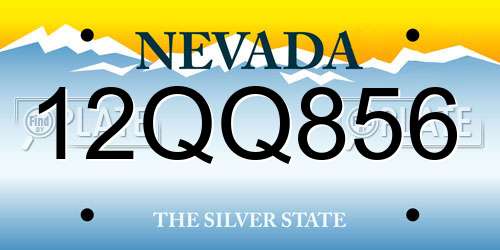 12QQ856 Nevada License Plate