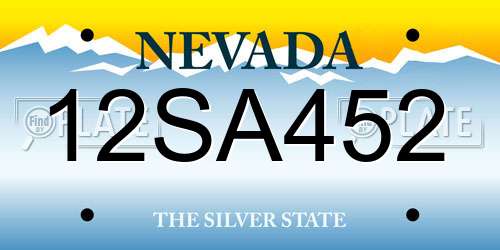 12SA452 Nevada License Plate