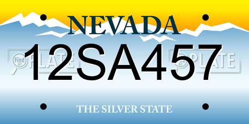 12SA457 Nevada License Plate