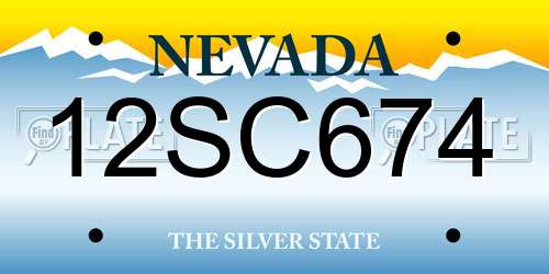 12SC674 Nevada License Plate