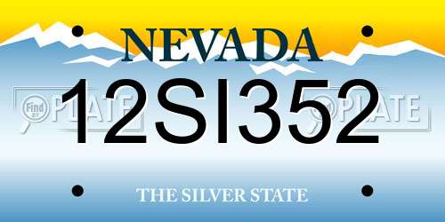 12SI352 Nevada License Plate
