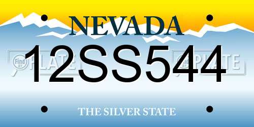 12SS544 Nevada License Plate