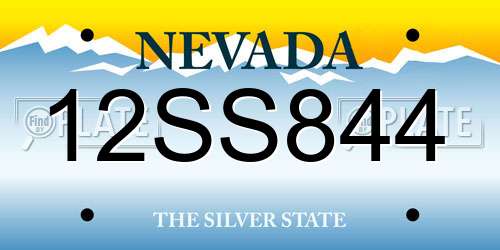 12SS844 Nevada License Plate