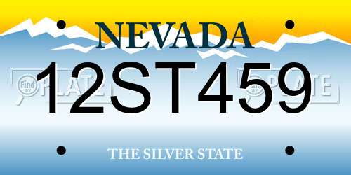 12ST459 Nevada License Plate