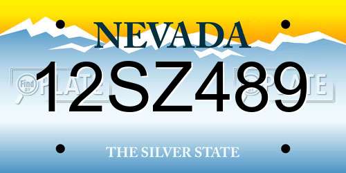 12SZ489 Nevada License Plate