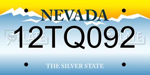 12TQ092 Nevada License Plate