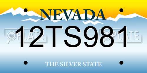 12TS981 Nevada License Plate