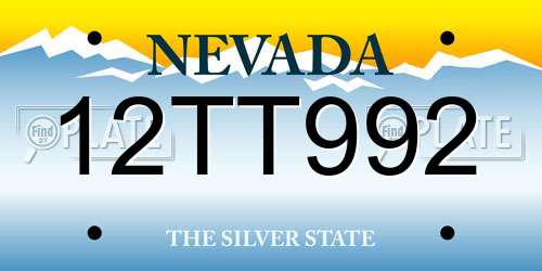 12TT992 Nevada License Plate