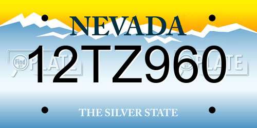 12TZ960 Nevada License Plate