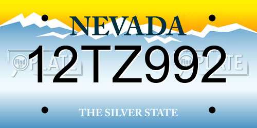 12TZ992 Nevada License Plate